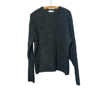 Men's Anthology Classic Work Ribbed Dark Gray Crewneck Silk Sweater Size Large